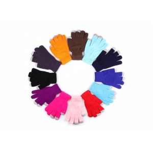 Three Finger Warm Touch Screen Gloves , Acrylic Knitted Magic Touch Screen
