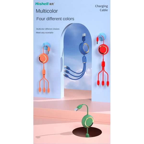 Anti Abrasion Retractable Cell Phone Cord Charger Multicolor Durable