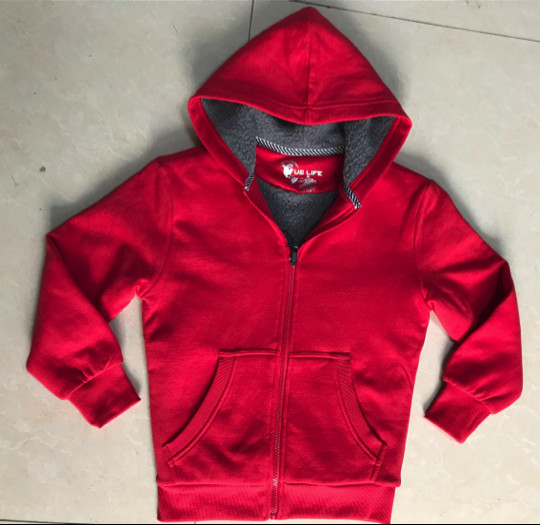 Quality Red Childrens Fleece Coats , Boys Hooded Fleece Jacket Sherpa Lining wholesale