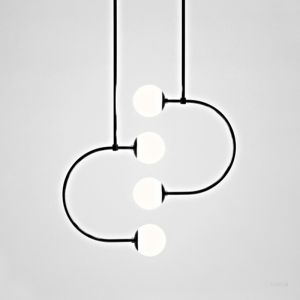 Art deco pendant light Nordic Lustre suspension light LED curved lamp Designer