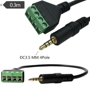 3.5mm 4-Pole Stereo Headphone Audio Male Plug to Screw Terminals Block Adapter