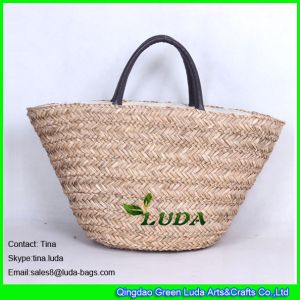 China LUDA natural seagrass woven straw totes plain straw tote bag on sale