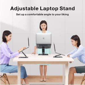 Originneo PCR100E Aluminum Adjustable Rotatable Laptop Stand with 11-in-1 USB C