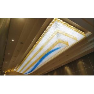 Large Size Rectangle Custom Modern LED Gloss K9 Engineering Entrance Hall Hotel Crystal Chandelier
