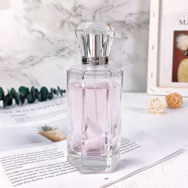 Quality Special Shaped Transparent Glass 100ml Perfume Spray Bottle With Cap wholesale