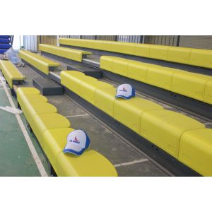 Silver Retractable Bleacher Seating With Optional Handrail In Available