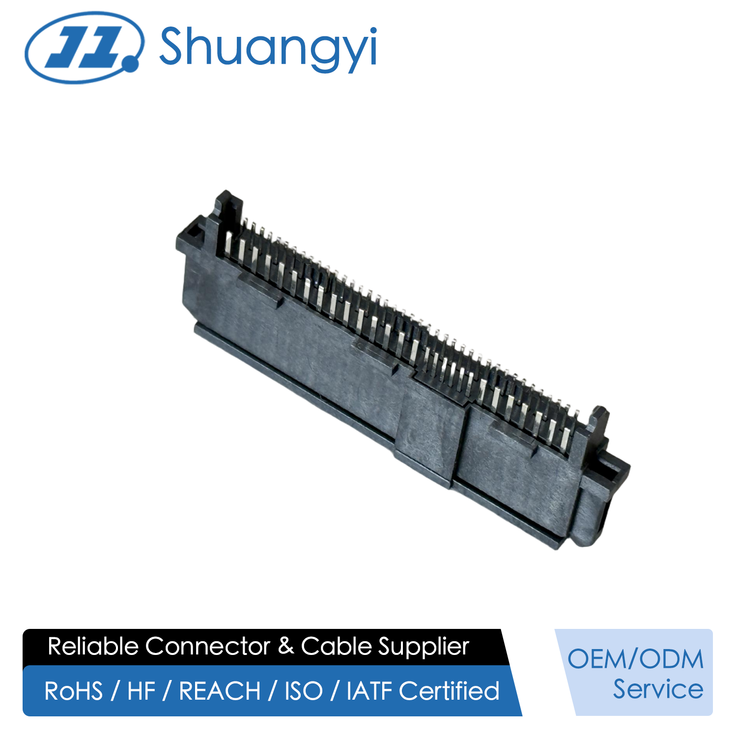 SAS 68Pin Female 180° Wire to Board Connector 30u'' Gold Plated High-Speed Signal Transmission PCB Electronic Connector for Server and Storage Devices