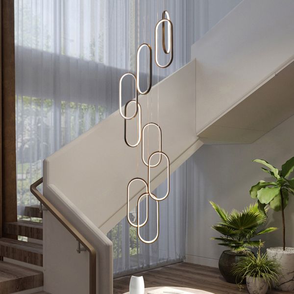 Oval Pendant Light Modern Minimalist Duplex Hall Nordic Living Room Lamp Villa