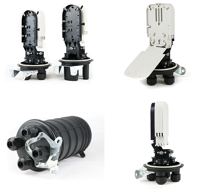 Vertical Dome Fiber Optic Joint Closure FTTh Waterproof 24-144 Core Plastic Material