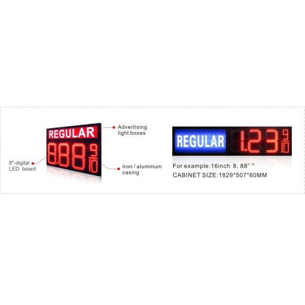 Hitechled combinedLED light box Gas Price Sign, Mixed LED digits Sign, Senal LED para el precio del combustible