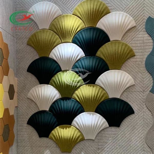 Shell Shape 3D Polyester Fiber Acoustic Panel Fire Retardant Multicolor