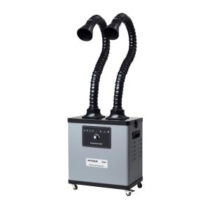 Two Arms 200w 110v Fume Extractor , Grey Color Fume Eliminator With 4 Wheels