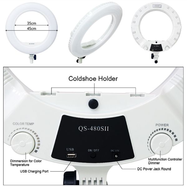 18'' 45cm Dimmable Led Photo Video Ring Light Rechargeable Battery Operated Ring Lamp For Makeup Factory Direct