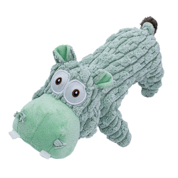 Quality Green Hippo Plush Squeaky Dog Toy Soft Chew Tug Play Toy For Small To Large Dogs wholesale