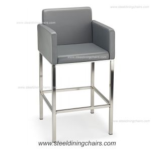 Fixed Counter 98CM 52CM metal Grey Faux Leather Bar Stools