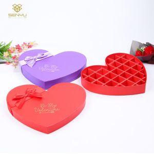 1200g Grey Cardboard Paper Heart Shaped Chocolate Box Packaging With Divider
