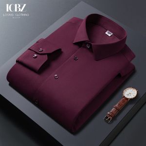 90% Goose Down Three-proof Fabric Solid Long Sleeve Dress Shirts for Men by LCBZ