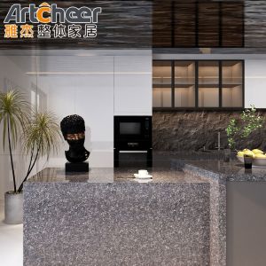 American Style Solid Wood Kitchen Cabinet with Quartz Top and MDF Door Material