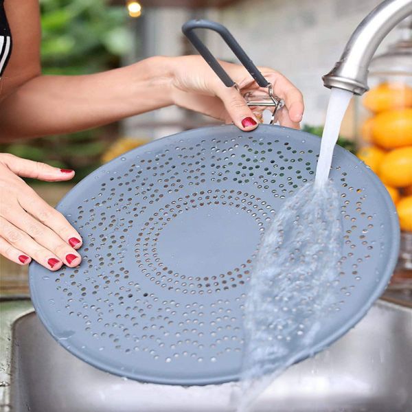 Quality 11" Silicone Frying Pan Splatter Guard With Folding Handle wholesale