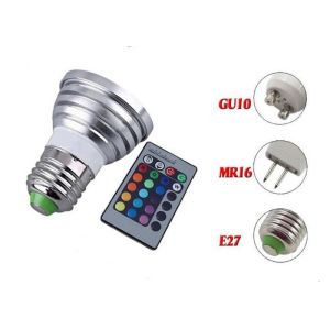 Rgb E27 Led Spot Bulbs 3w Epistar Chip Long Lifespan With Rgb Controller