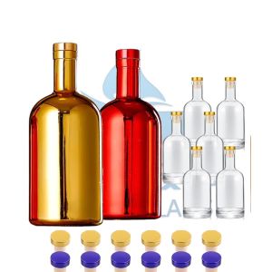 Cheap 500ml Industrial Beverage Ceramic Clear Whiskey Vodka Blue Label Bottle with Cap for sale