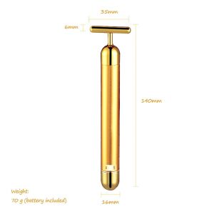 DC 1.5V 4 In 1 T Type Vibration 24K Gold Face Massager