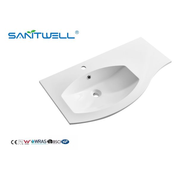 Quality SWS910 Left Hand Artificial Stone Basins Special Design Matt White Semi-Counter Basins For Sanitary Ware wholesale