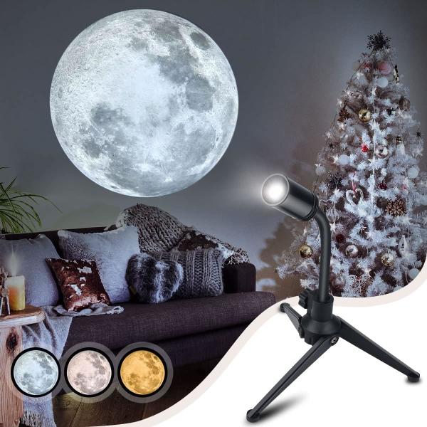 Quality USB Charging Moon Lamp with 3 Lighting Color  Angle Bendable Brightness Adjustable Moon Atmosphere Projector night light wholesale