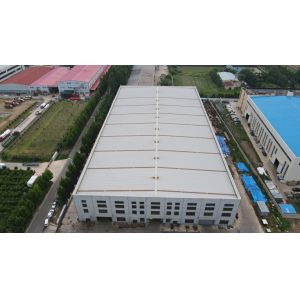 Large overhang canopy steel structure warehouse with sliding / rolling-up gate