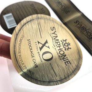 High-End Red Wine Bottle Packaging Vinyl Sticker with Bronzing Label for Whisky