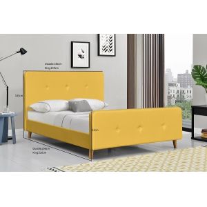 Modern Scandinavian Bed Frame Queen Size Fabric Upholstered Bed Manufacturer