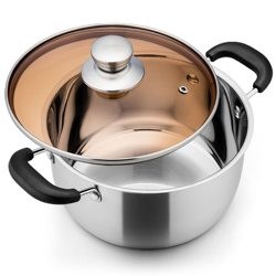 Multi-function Silver Kitchen Cookware Cooking Pot Induction Stock Pot Stainless