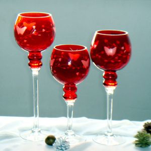 Tulip Shape Long Stem Candle Holders With Engrave Pattern