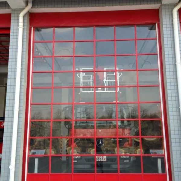Quality Glass transparent Aluminum Sectional Door Adjusted Height  Wind Resistance Class 3 For Fire Station wholesale