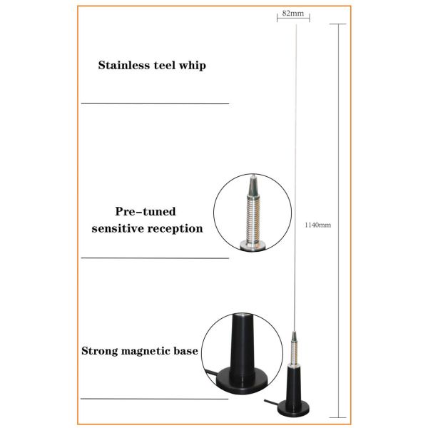 200 Watts Mobile CB Car Radio Antenna 27MHz With Magnetic Base