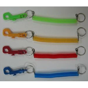 Custom Expandable Flex Plastic Pop Key Coil w/Plastic Snap Clip and 2pcs Split