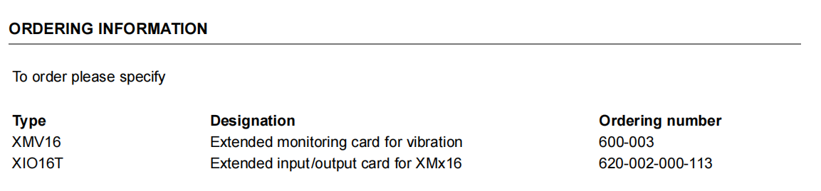 XMV16 620-001-001-116 Extended Vibration Monitoring Card In Stock