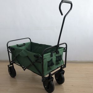 Cheap Leisure Folding Beach Wagon Green Utility Wagon With Air Wheel 80kgs for sale