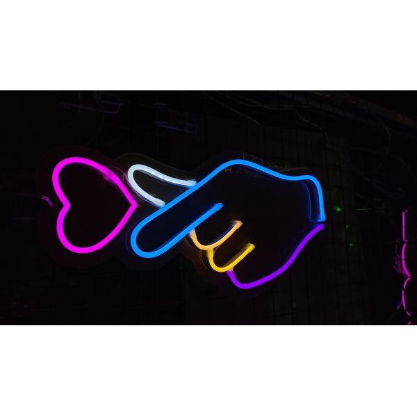 Quality Custom finger heart neon sign men cave bedroom  Dorm wall lighting deco wholesale