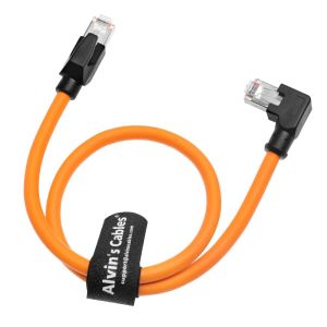 China Alvin's Cables Profinet Cat6 Shielded Ethernet Cable Left Angle High Flex Gold Plated 5m Orange for PLC Robotics on sale