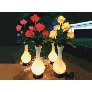 LED Simulation Rose Vase Lamp Bedroom Modelling Table Small Night Lights Flower
