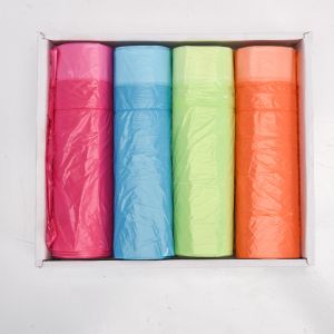 Hand Held Pull Rope Custom Plastic Bag Roll Packaging For Household Drawstring