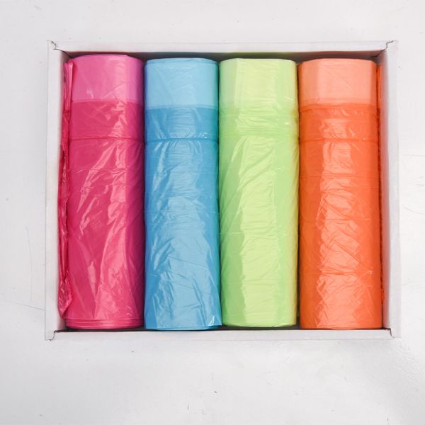 Hand Held Pull Rope Custom Plastic Bag Roll Packaging For Household Drawstring