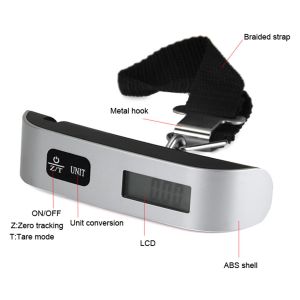 Portable Mini LCD Luggage Electronic Scale Thermometer 50kg Capacity Hanging