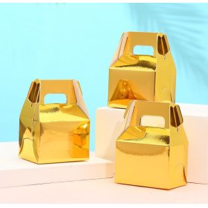 Eco-Friendly Mini Paper Treat Boxes with Handle Party Favor Packaging in Bright
