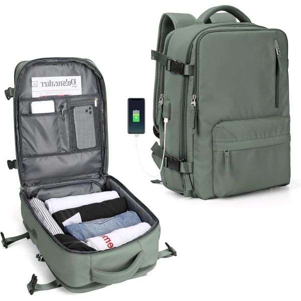 Hiking School Weekender Overnight Travel Bag Large Capacity Waterproof Green Color