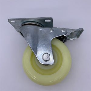 75mm Lockable Nylon Caster Wheels Plate Mounting White Tread