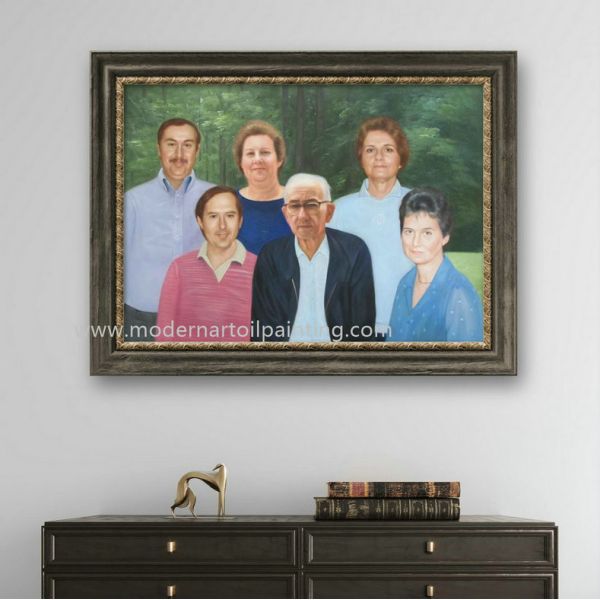 Quality Family Custom Oil Painting Portraits ​For Side View Cabinet Decoration wholesale