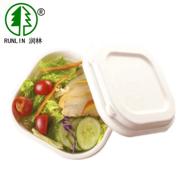 32OZ Pulp Molded Biodegradable Sugarcane Bagasse Cup Square Food Containers With