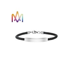 8g Arc Shaped Mens Custom Engraved Leather Bracelets